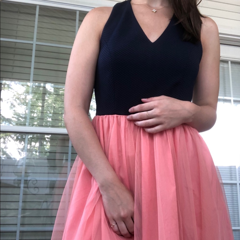 Francesca’s navy & pink halter dress